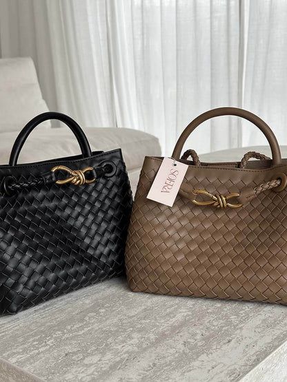Dames Handtas Gevlochten Leder Look Elegance