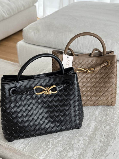 Kleine Schoudertas Gevlochten Leder Look Elegant Design