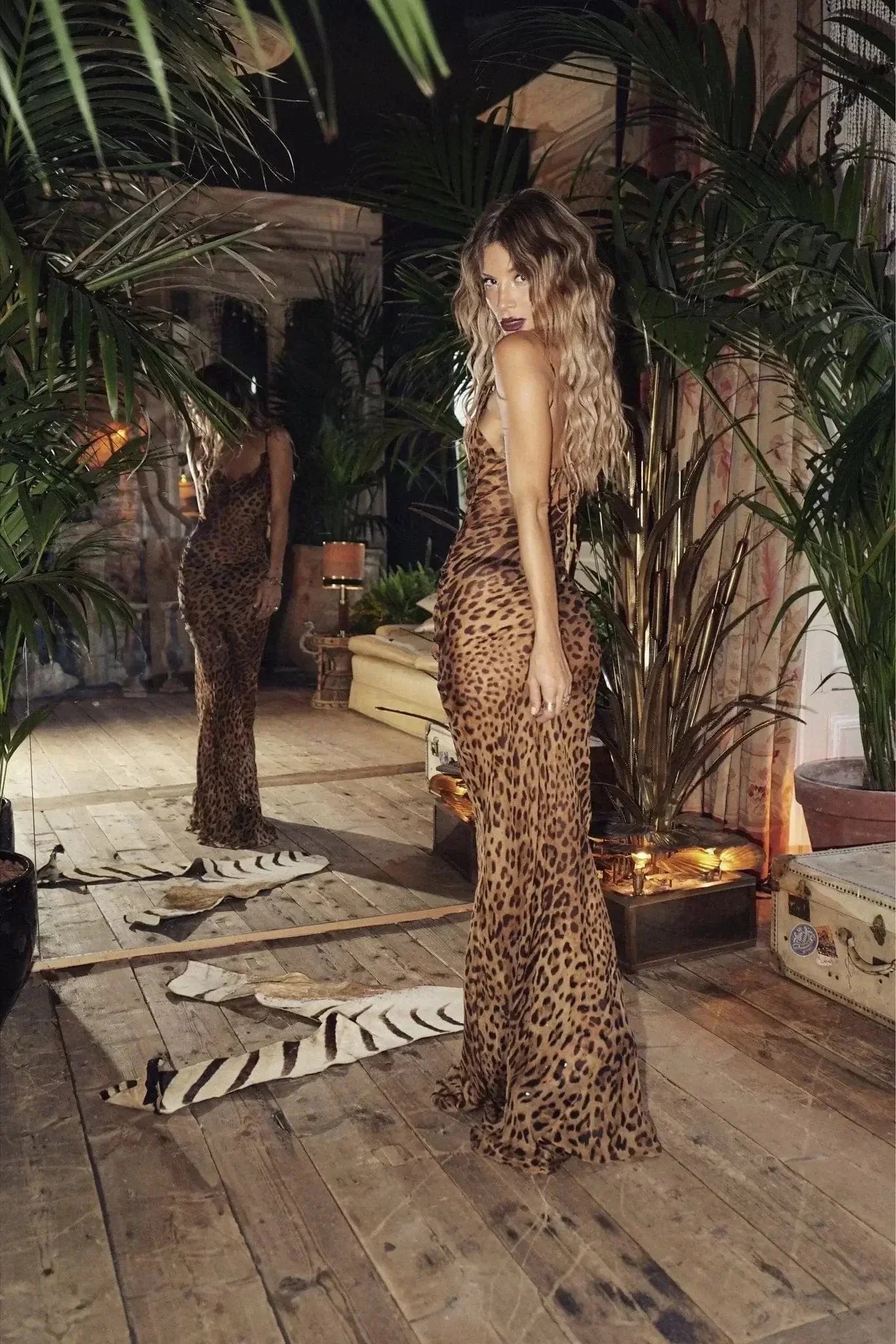 Leopard Jurk Lange Maxi Doorzichtig voor Dames