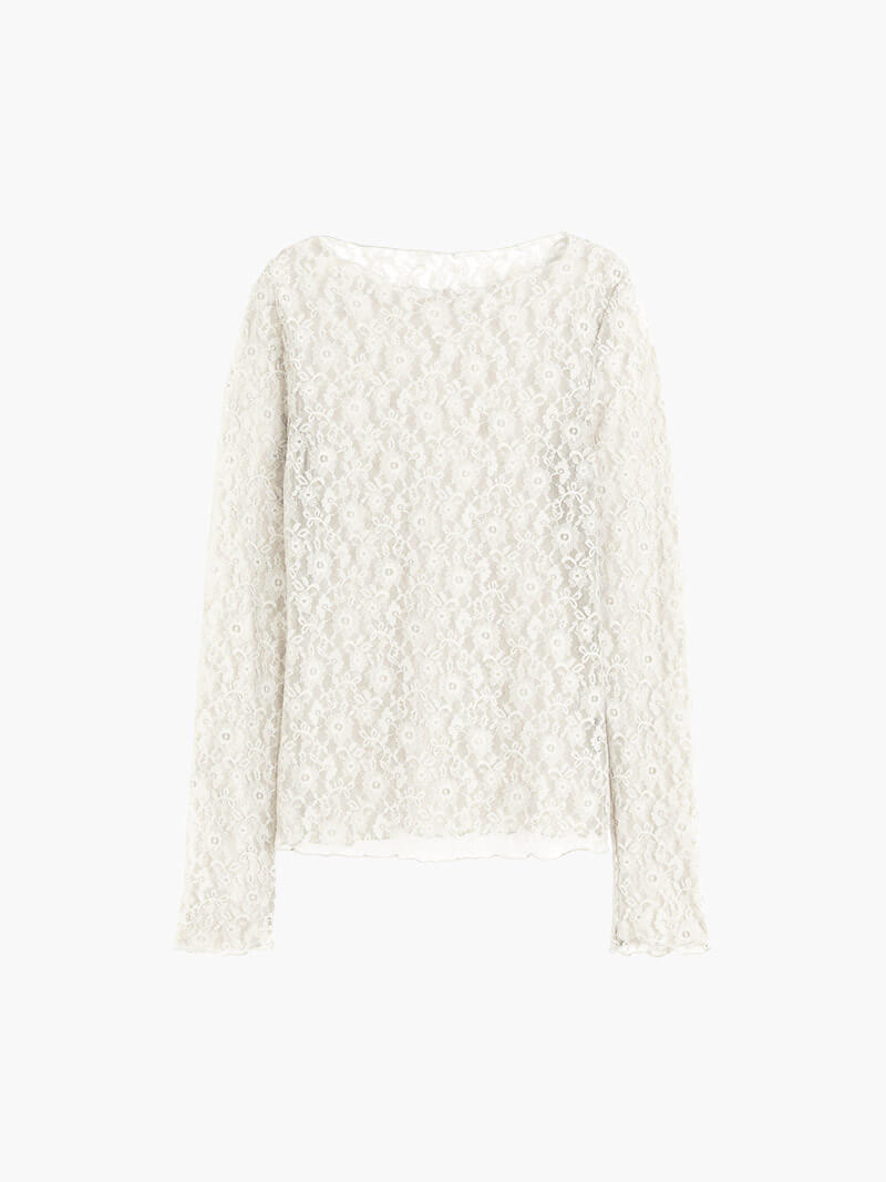 Vrouwelijke Blouse Lange Mouw Kant Details