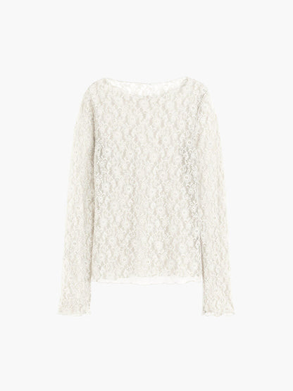 Vrouwelijke Blouse Lange Mouw Kant Details