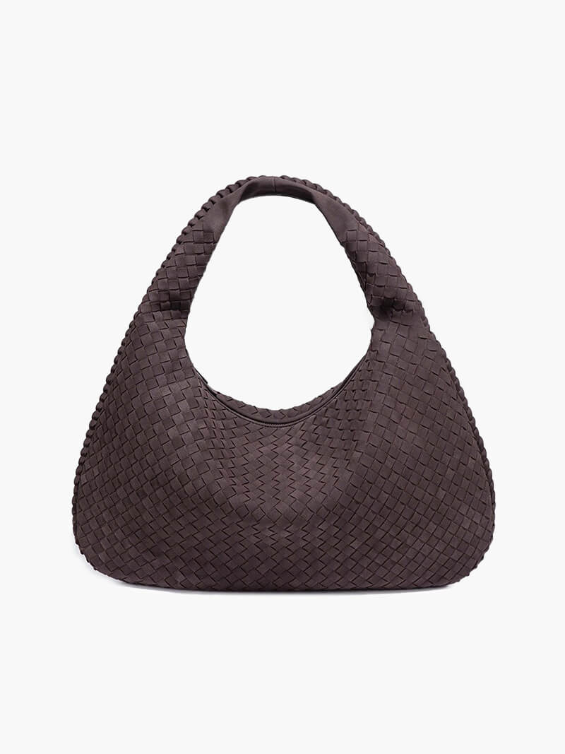 Grote Suède Schoudertas Gevlochten Hobo Stijl
