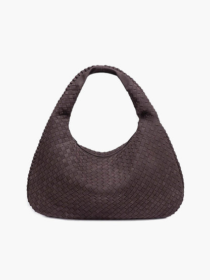 Grote Suède Schoudertas Gevlochten Hobo Stijl