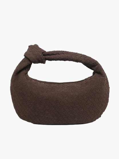 Gevlochten Zwart Hobo Tas met Knoop Detail Stijlvol