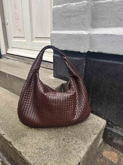 Grote Leer Tas Gevlochten Hobo Design