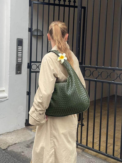 Grote Leer Tas Gevlochten Hobo Design