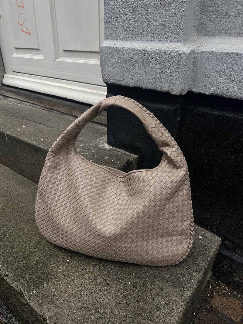 Grote Leer Tas Gevlochten Hobo Design