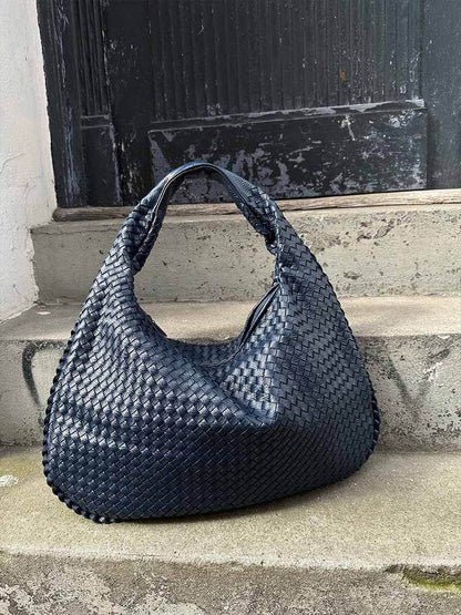 Grote Leer Tas Gevlochten Hobo Design