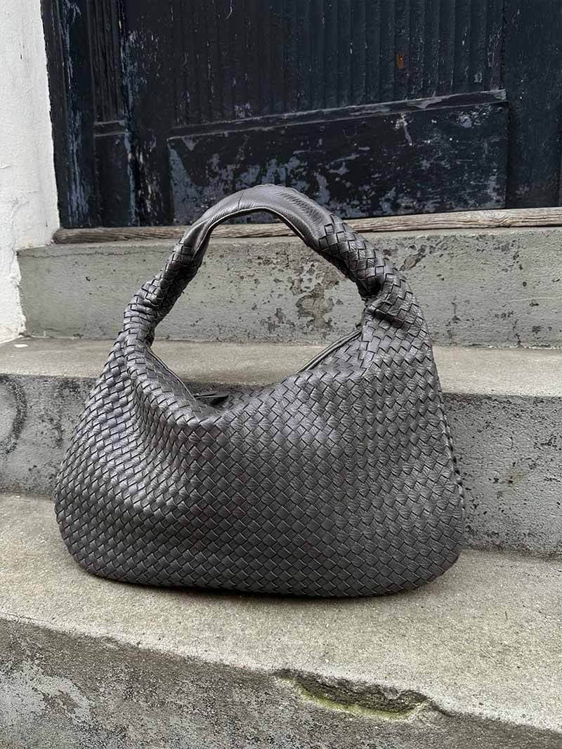 Grote Leer Tas Gevlochten Hobo Design
