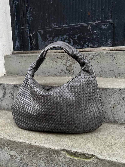 Grote Leer Tas Gevlochten Hobo Design