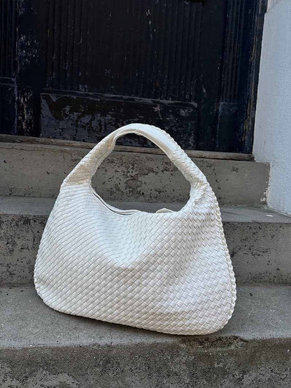 Grote Leer Tas Gevlochten Hobo Design