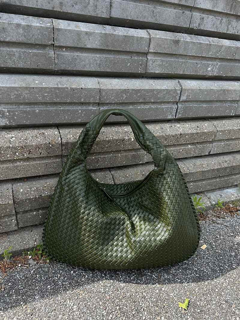 Grote Leer Tas Gevlochten Hobo Design