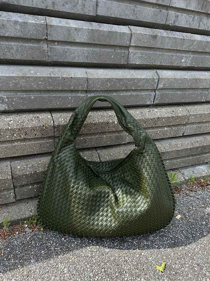 Grote Leer Tas Gevlochten Hobo Design