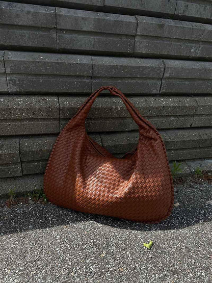 Grote Leer Tas Gevlochten Hobo Design