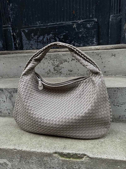 Grote Leer Tas Gevlochten Hobo Design