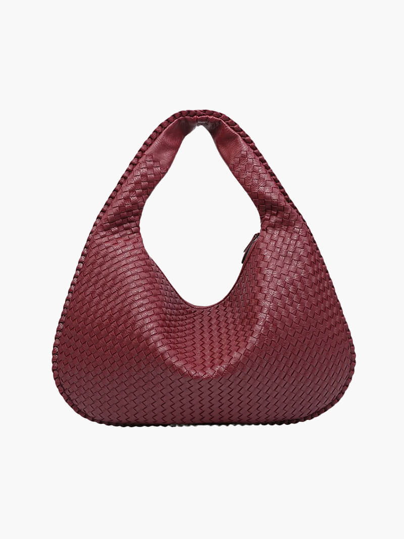 Grote Leer Tas Gevlochten Hobo Design