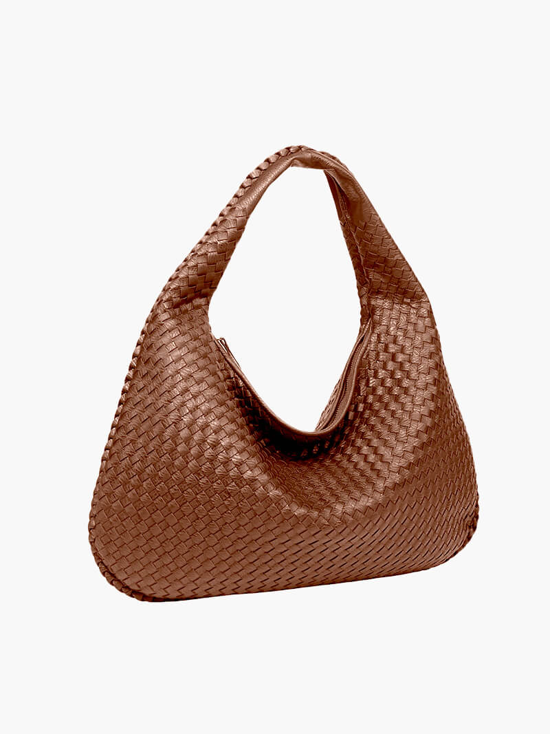Grote Leer Tas Gevlochten Hobo Design