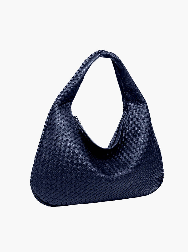 Grote Leer Tas Gevlochten Hobo Design
