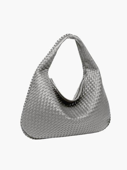 Grote Leer Tas Gevlochten Hobo Design