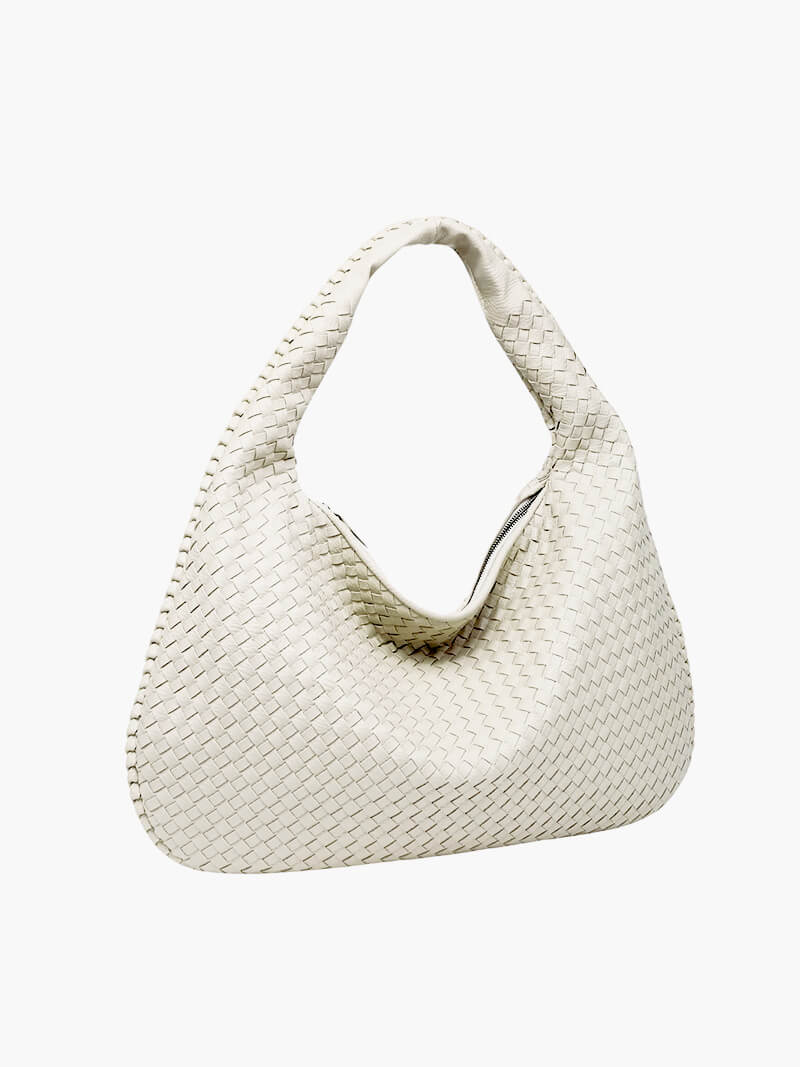 Grote Leer Tas Gevlochten Hobo Design