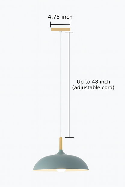 Hanglamp Pastel Aluminium Hout Retro Koepel Bol E27 Kinderkamer Woonkamer