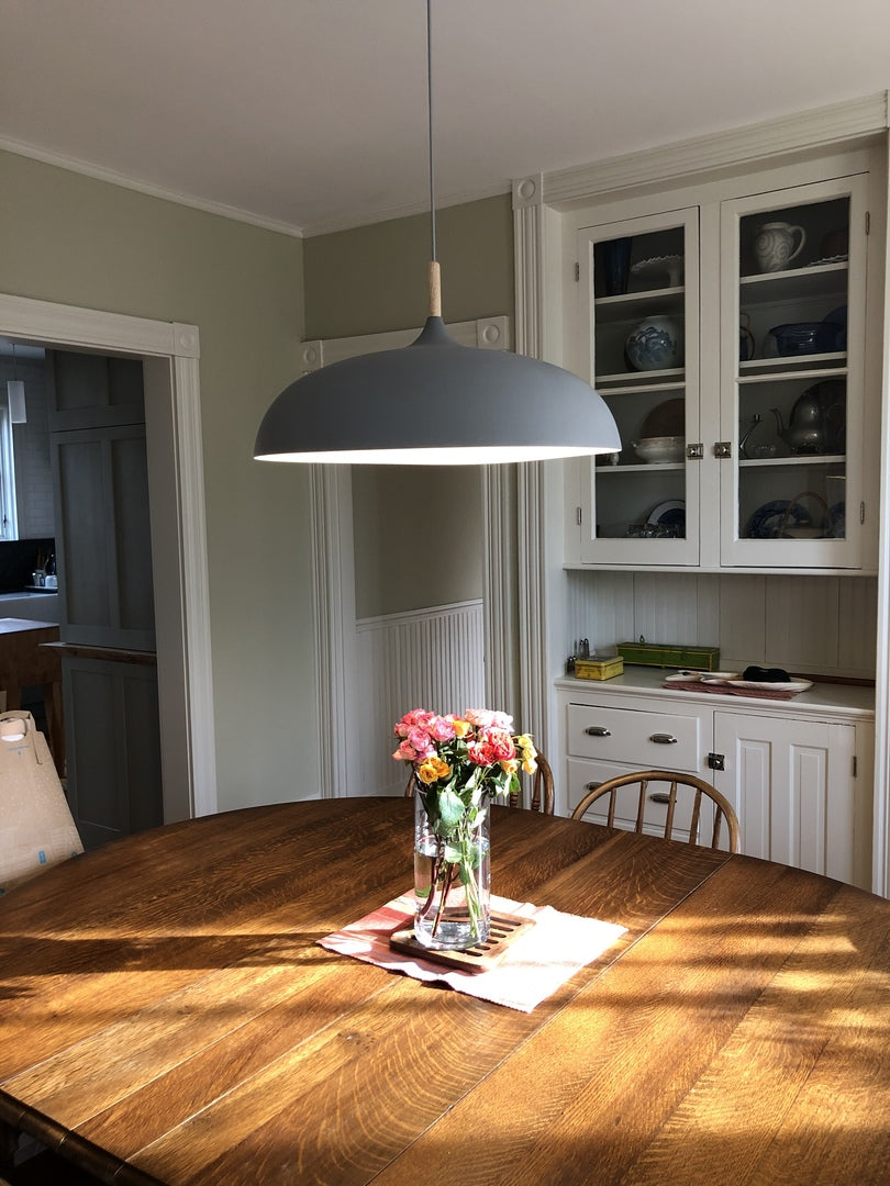 Hanglamp Pastel Aluminium Hout Retro Koepel Bol E27 Kinderkamer Woonkamer