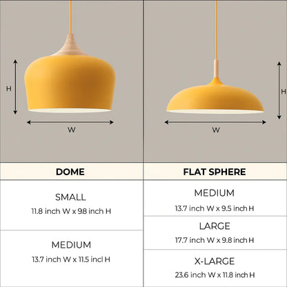 Hanglamp Pastel Aluminium Hout Retro Koepel Bol E27 Kinderkamer Woonkamer