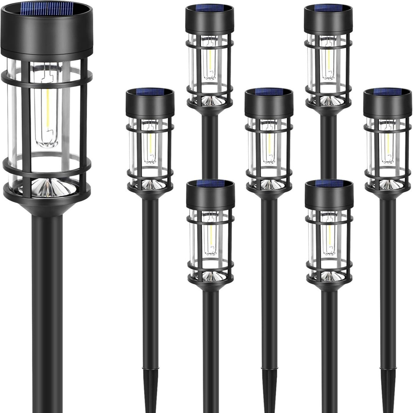 Solar Tuinverlichting LED Warmwit Waterdicht IP65 met Schemersensor Modern Zwart voor Paden en Gazon