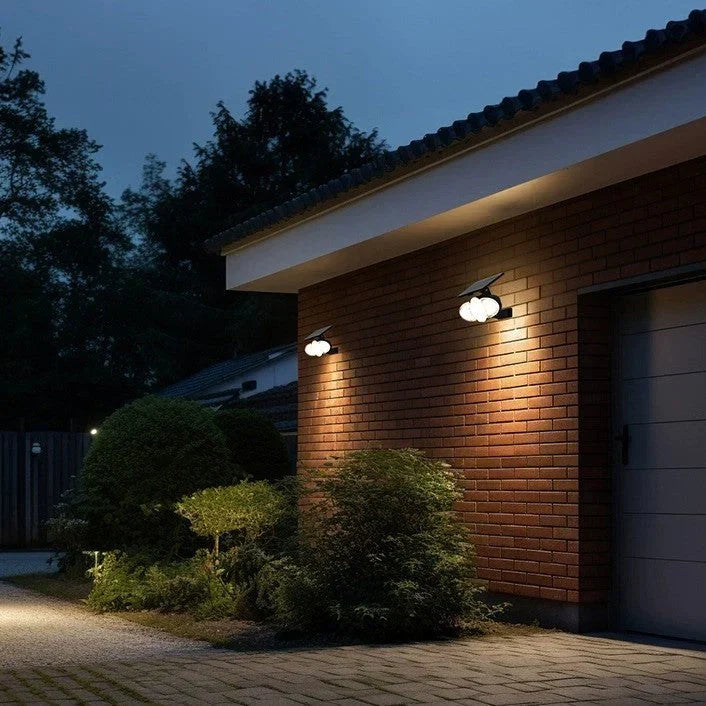 Solar Wandlamp LED Warm Wit Rechthoekig Zwart voor Gevel Tuin Modern IP65 Waterdicht Sfeerlicht