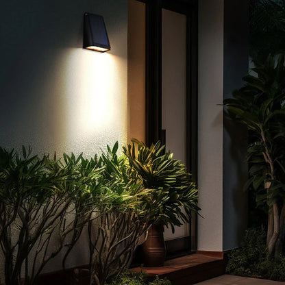 Solar Wandlamp LED Warm Wit Rechthoekig Zwart voor Gevel Tuin Modern IP65 Waterdicht Sfeerlicht