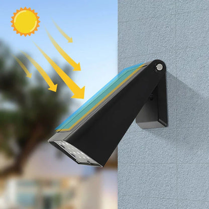 Solar Wandlamp LED Warm Wit Rechthoekig Zwart voor Gevel Tuin Modern IP65 Waterdicht Sfeerlicht
