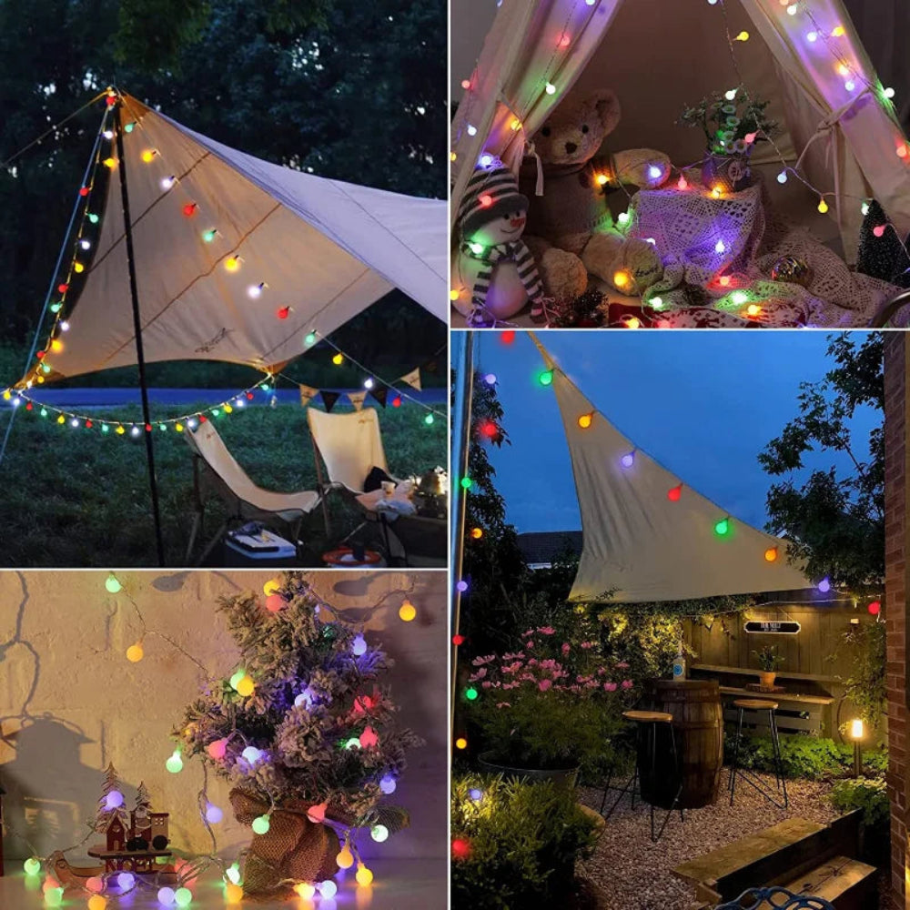 Solar LED Tuinverlichting Snoer Weerbestendig Meerkleurig Buiten Automatische Schemersensor Terras Decoratie