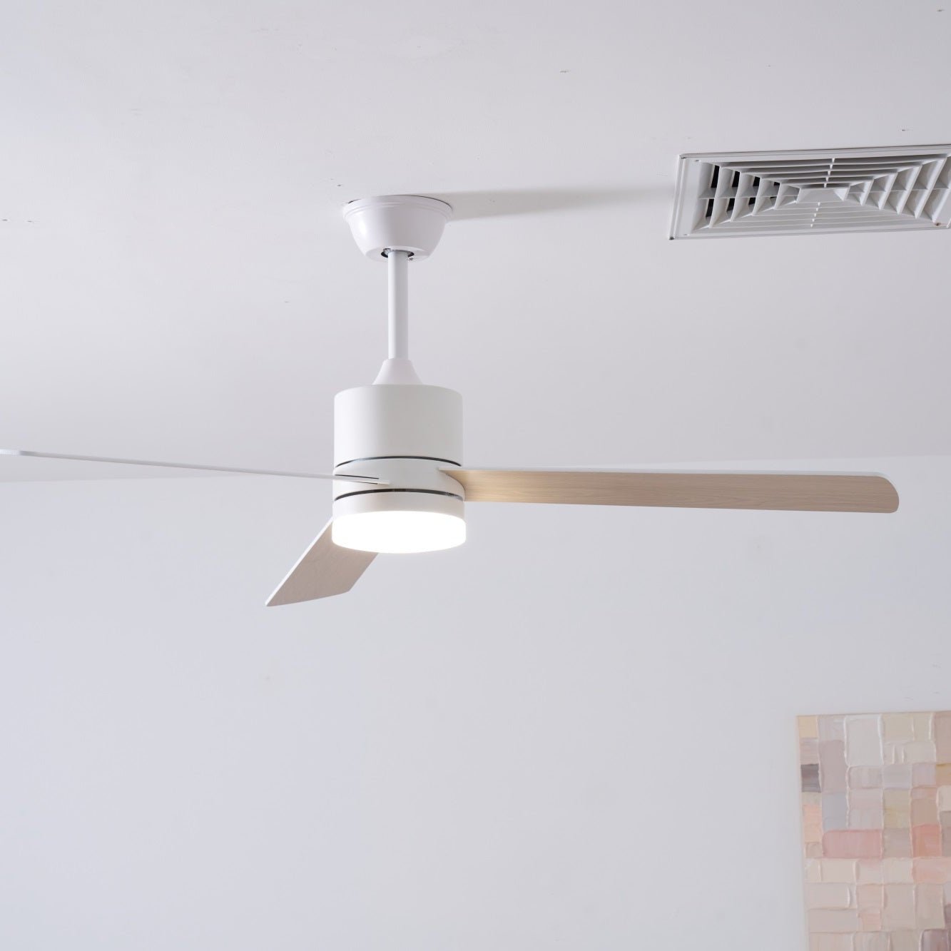 Plafondventilator met LED-verlichting Ø132 cm - 6 snelheden met afstandsbediening - energiezuinig design voor slaapkamer en woonkamer