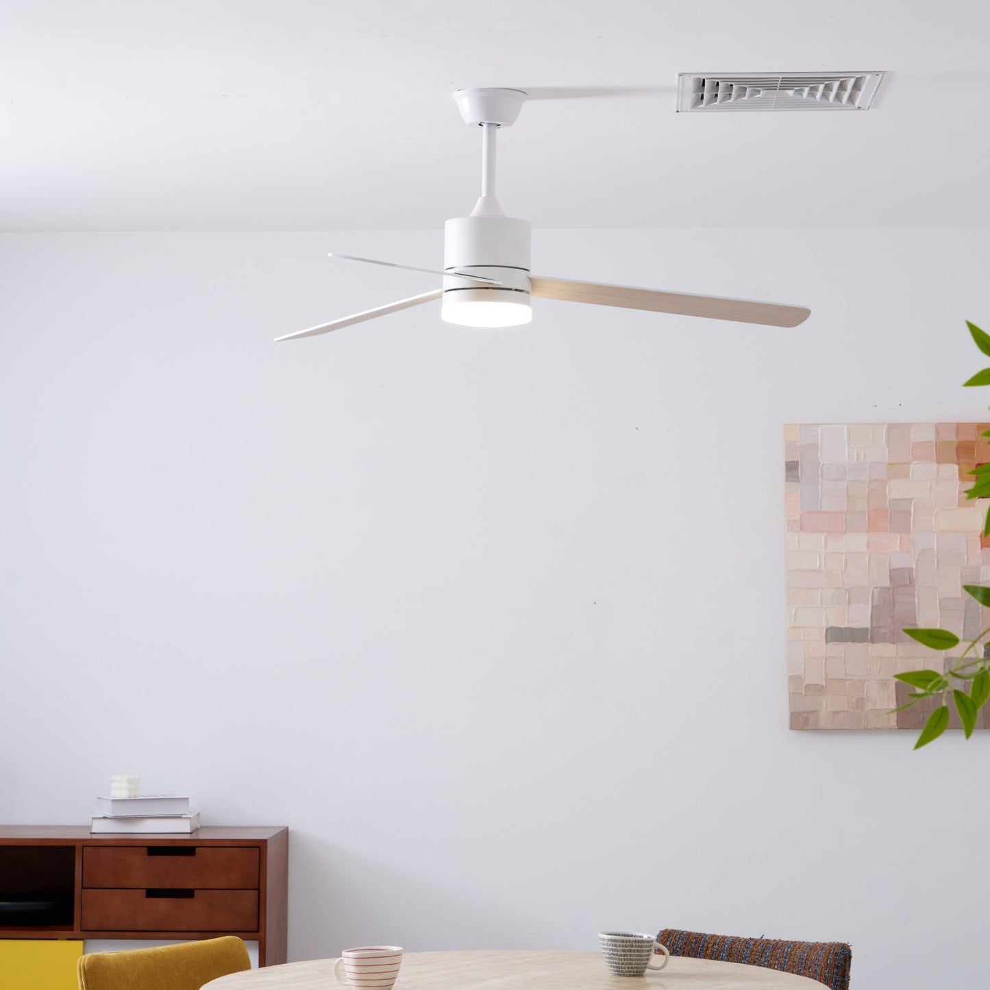Plafondventilator met LED-verlichting Ø132 cm - 6 snelheden met afstandsbediening - energiezuinig design voor slaapkamer en woonkamer
