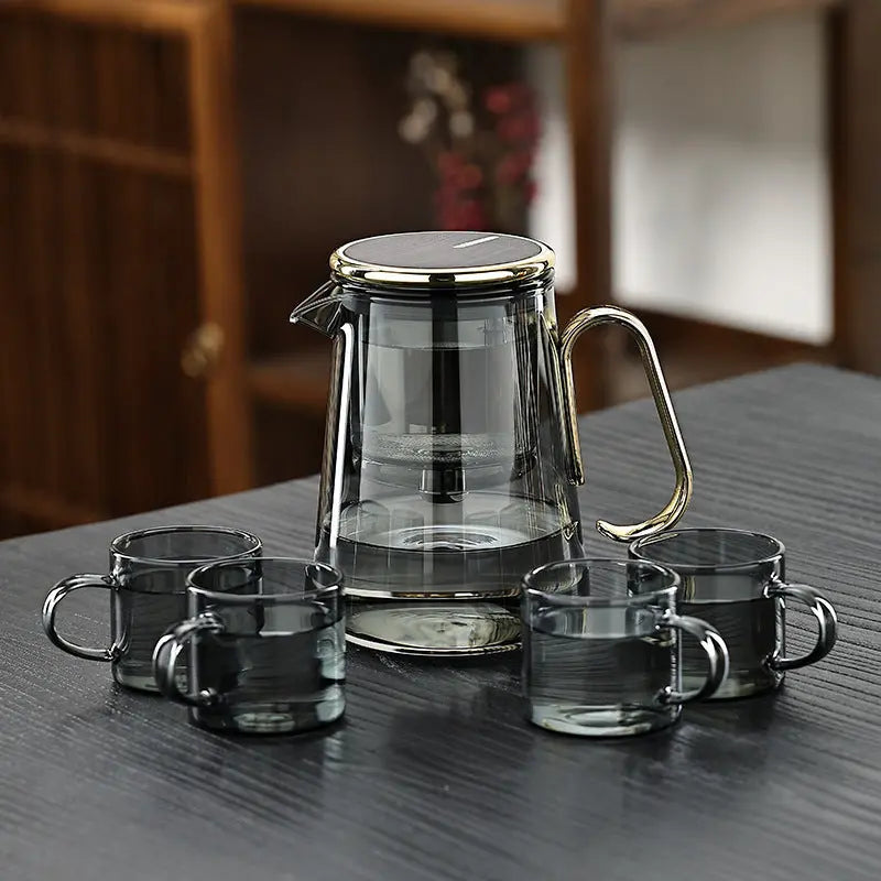 Glazen Theepot Magnetisch Filter Borosilicaat RVS 700ml Losse Thee Keuken