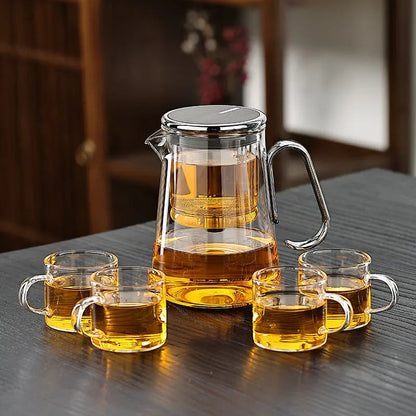 Glazen Theepot Magnetisch Filter Borosilicaat RVS 700ml Losse Thee Keuken