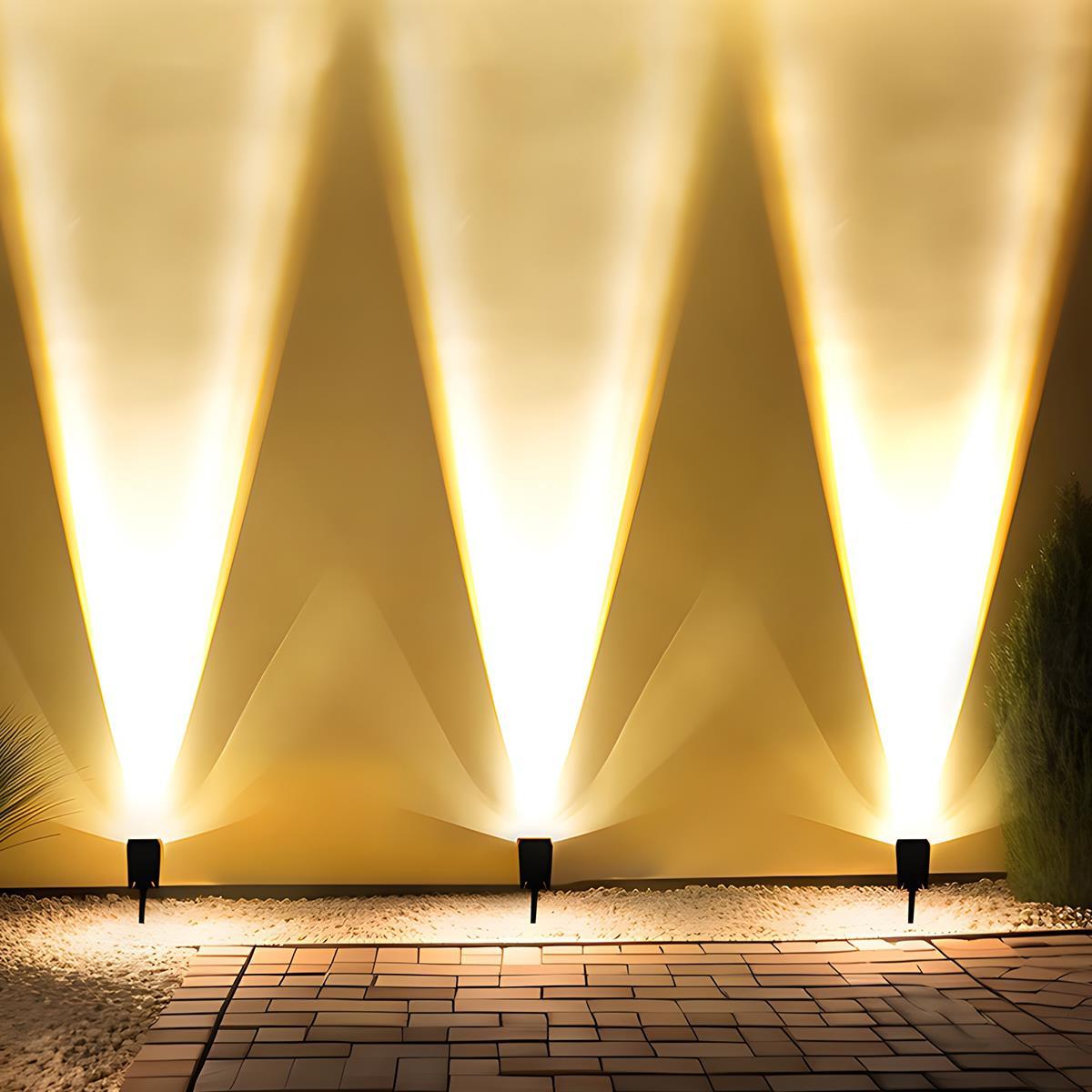 Solar Grondspot LED Gazon en Borders IP65 Warmwit Verstelbare Zoomlens Draadloos Tuinpad