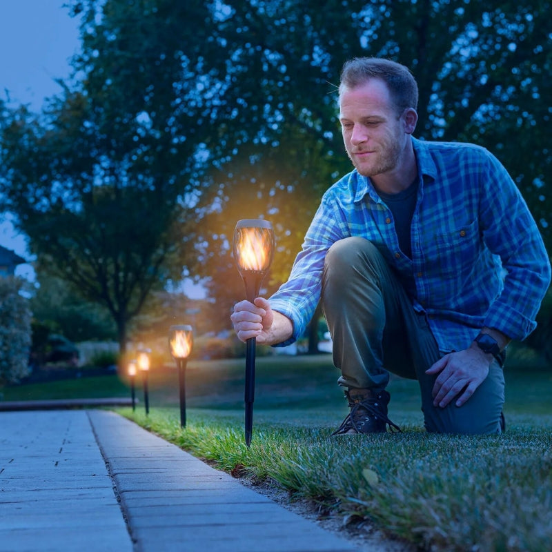 Zonne-energie Tuinfakkel met Flikkerende Vlam – LED Buitenverlichting op Zonne-energie voor Tuin en Terras