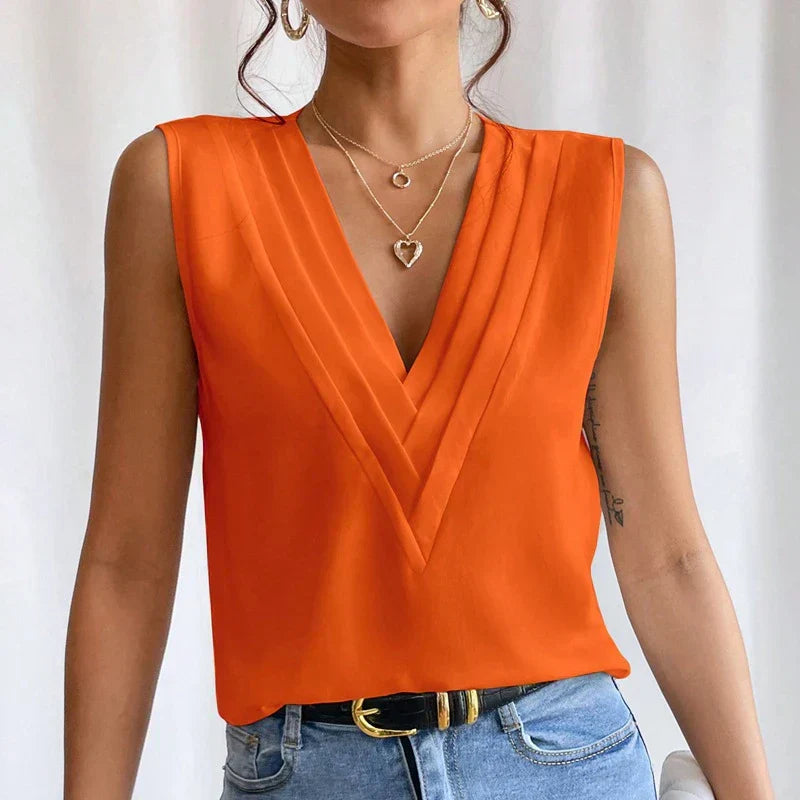 Mouwloze Blouse V-hals Zomerjurk voor Vrouw