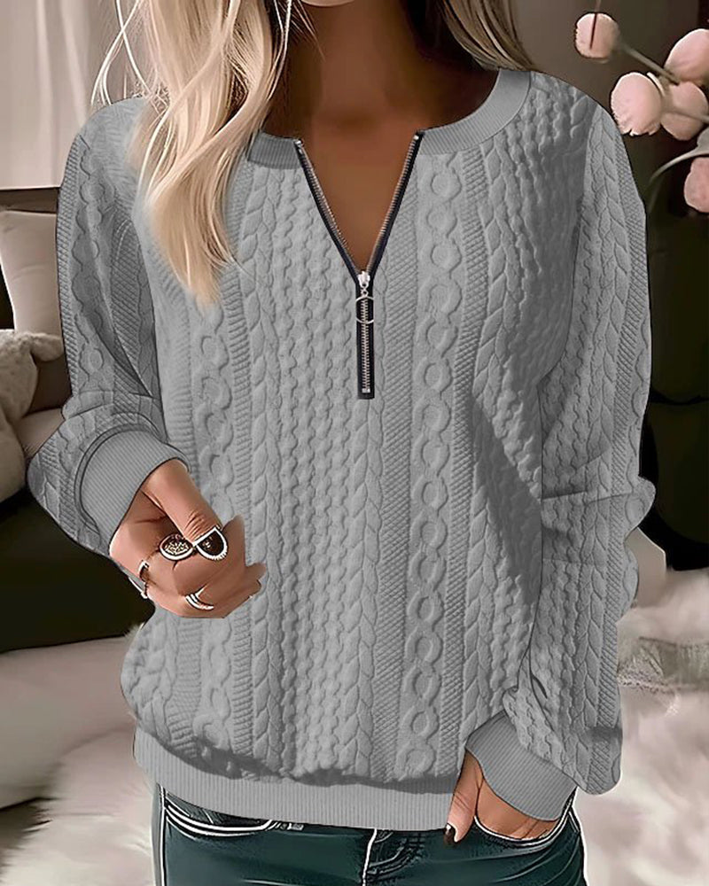 Vrouwentrui Gebreid Casual Met Halve Rits
