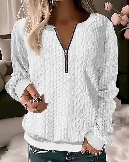 Vrouwentrui Gebreid Casual Met Halve Rits