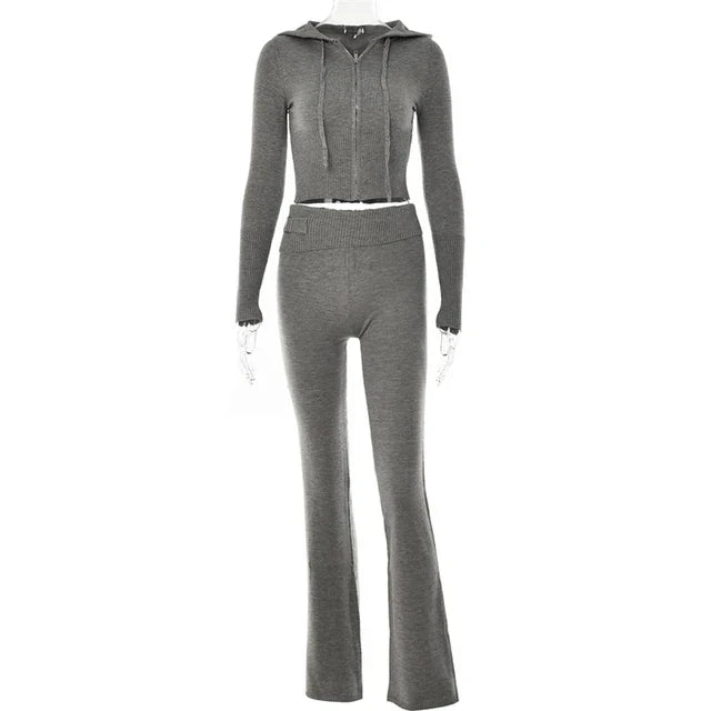 Vrouwelijk Sportpak Crop Top en Wijd Broek