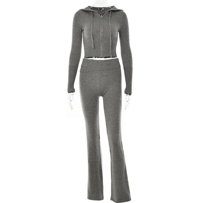 Lounge Set met Hoodie en Wijde Broek van Zachte Stretch Stof