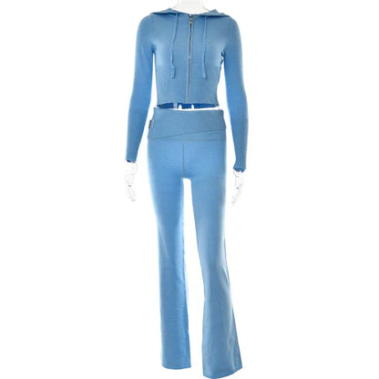 Vrouwelijk Sportpak Crop Top en Wijd Broek