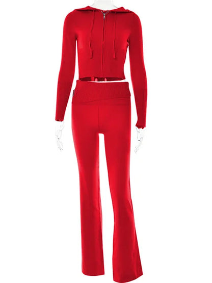 Vrouwelijk Sportpak Crop Top en Wijd Broek