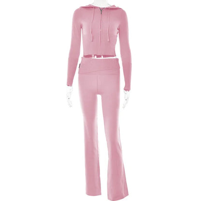 Lounge Set met Hoodie en Wijde Broek van Zachte Stretch Stof