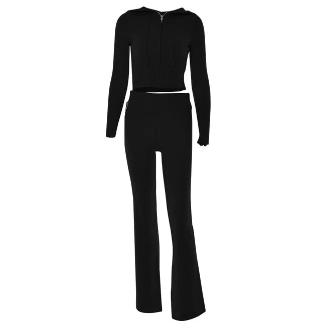 Vrouwelijk Sportpak Crop Top en Wijd Broek