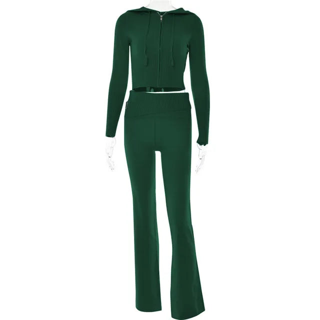 Lounge Set met Hoodie en Wijde Broek van Zachte Stretch Stof