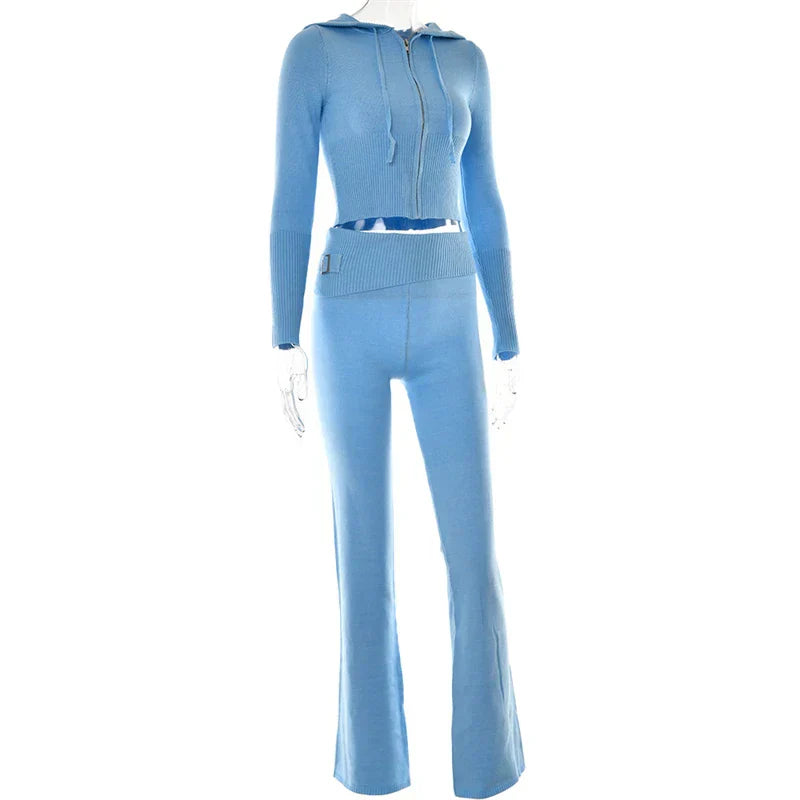 Vrouwelijk Sportpak Crop Top en Wijd Broek