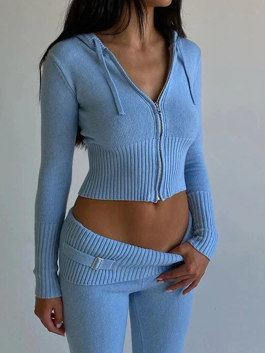 Lounge Set met Hoodie en Wijde Broek van Zachte Stretch Stof - StudioMarella